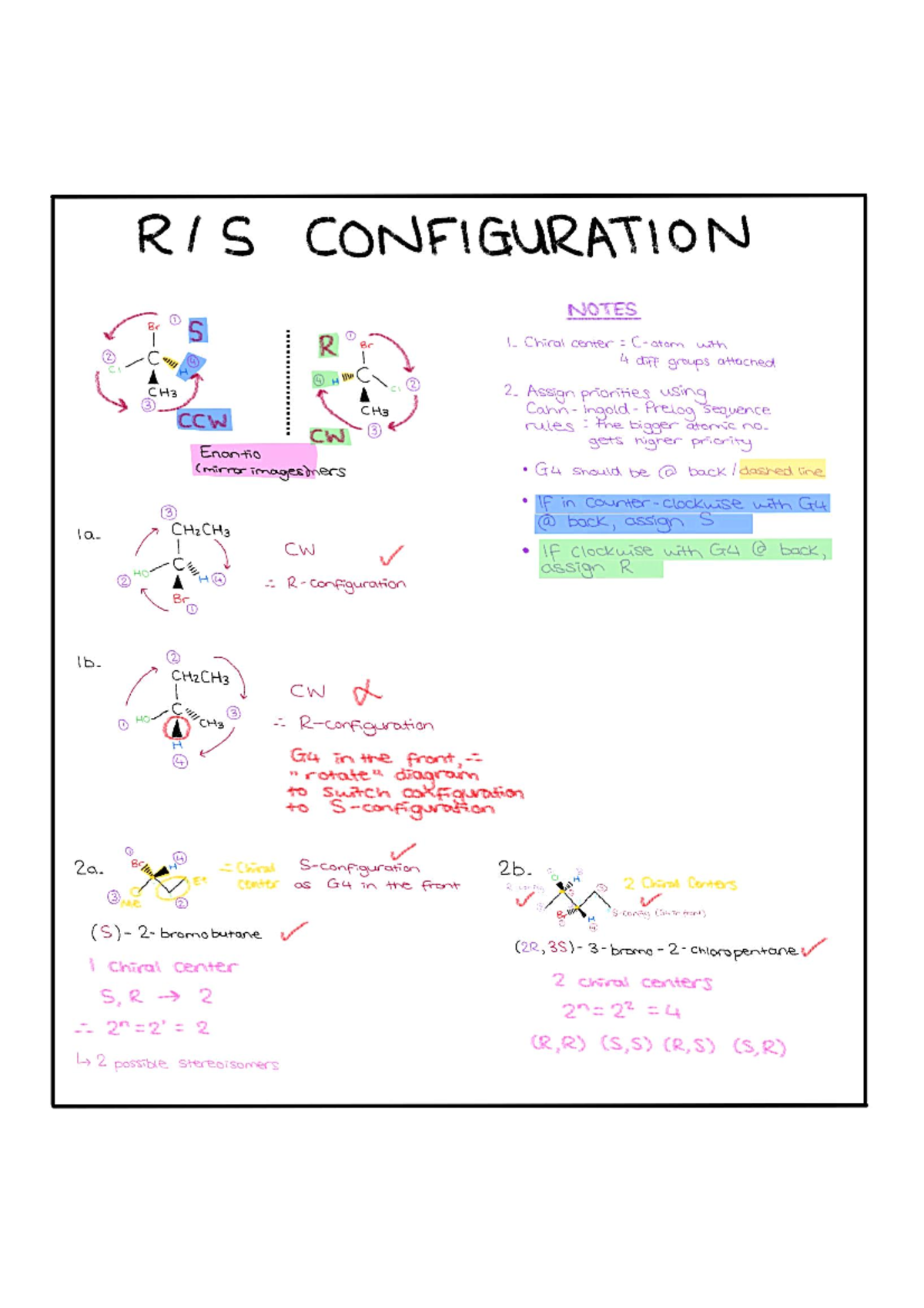 R/S Configurations - RIS CONFIGURATION NOTES 1 Br S 1 R Br Chiral ...