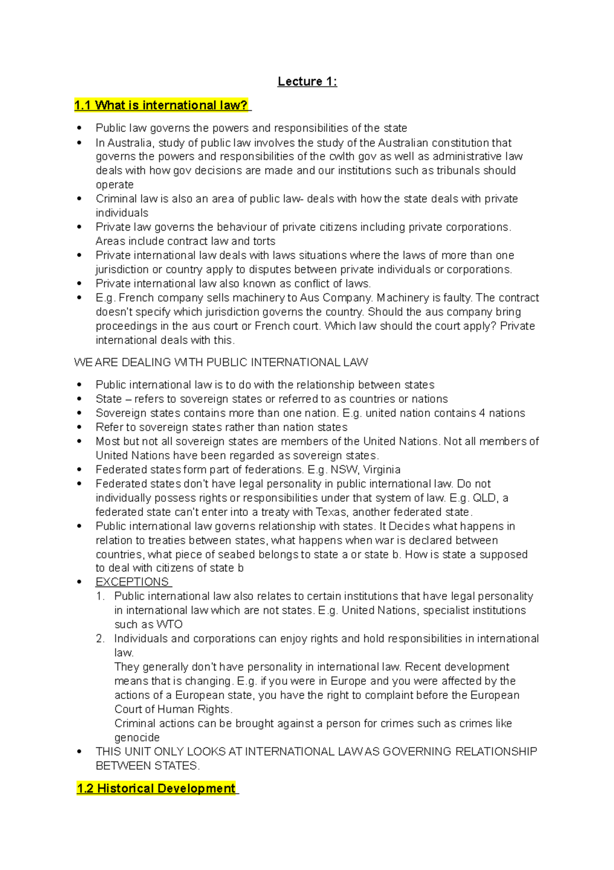Week 1 Lecture Notes - Lecture 1: 1 What is international law? Public ...