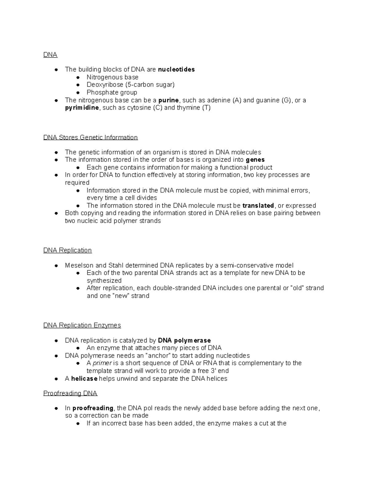 Biology Notes #8 DNA Structure and Replication - DNA The building ...