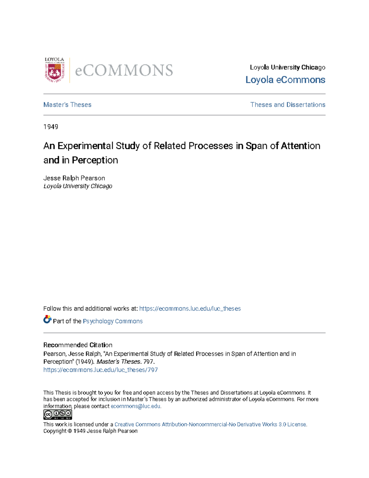 An Experimental Study of Related Processes in Span of Attention a ...