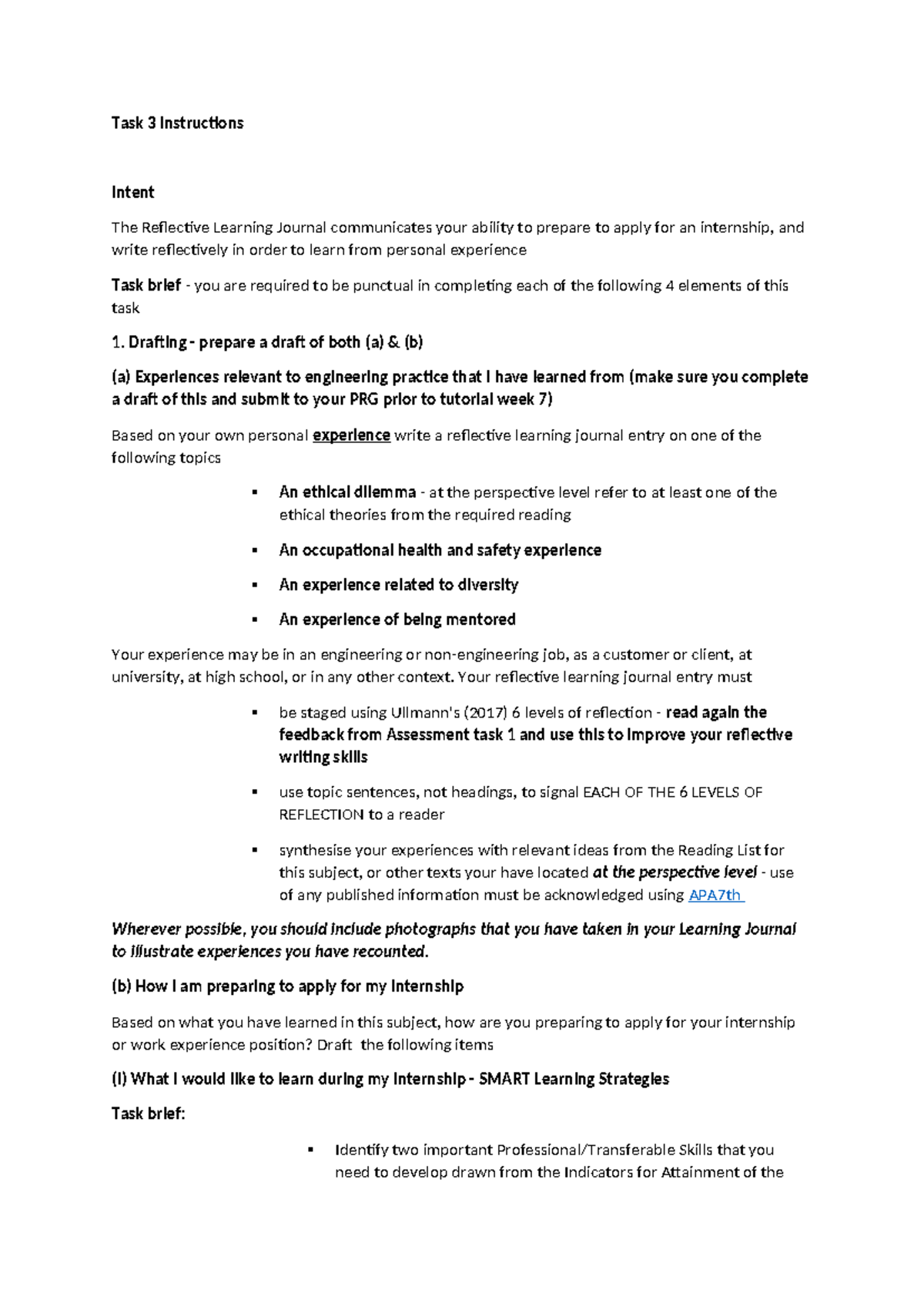 Task 3 instructions - Task 3 instructions Intent The Reflective ...