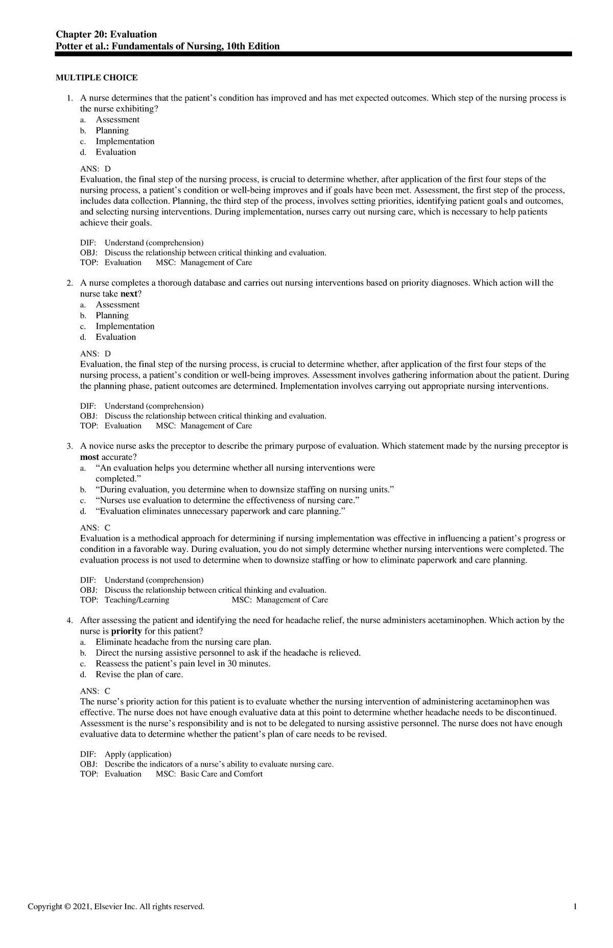 Exam View - Chapter 20 - Practice questions with rationals - Chapter 20 ...