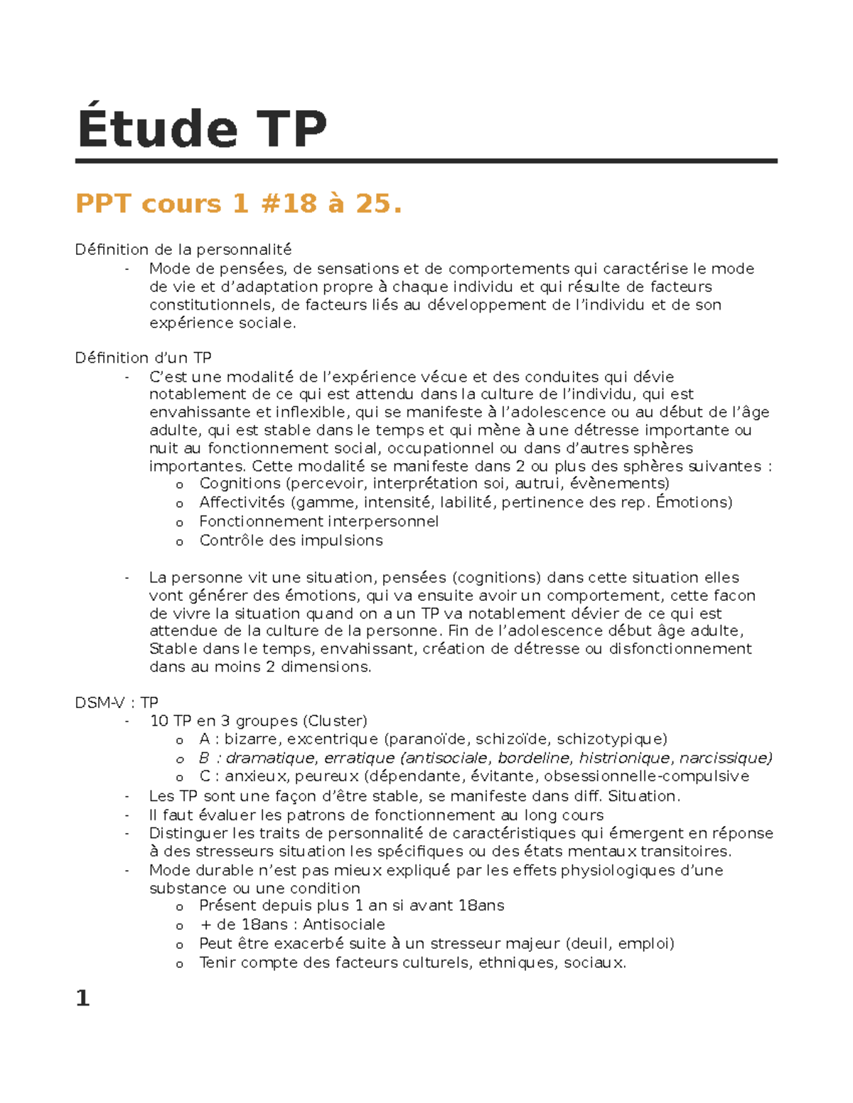étude tp final - Étude TP PPT cours 1 #18 à 25. Définition de la ...