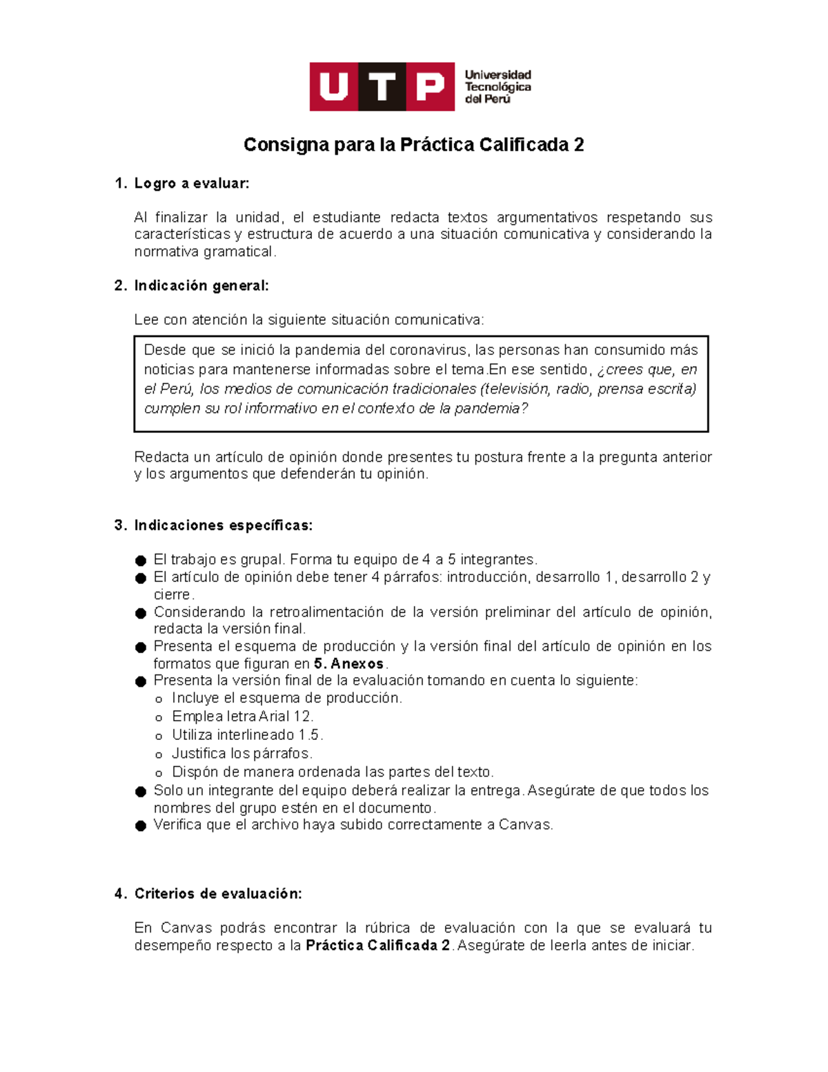 GC N04I Consigna PC 2 21C2A - Consigna Para La Práctica Calificada 2 1 ...