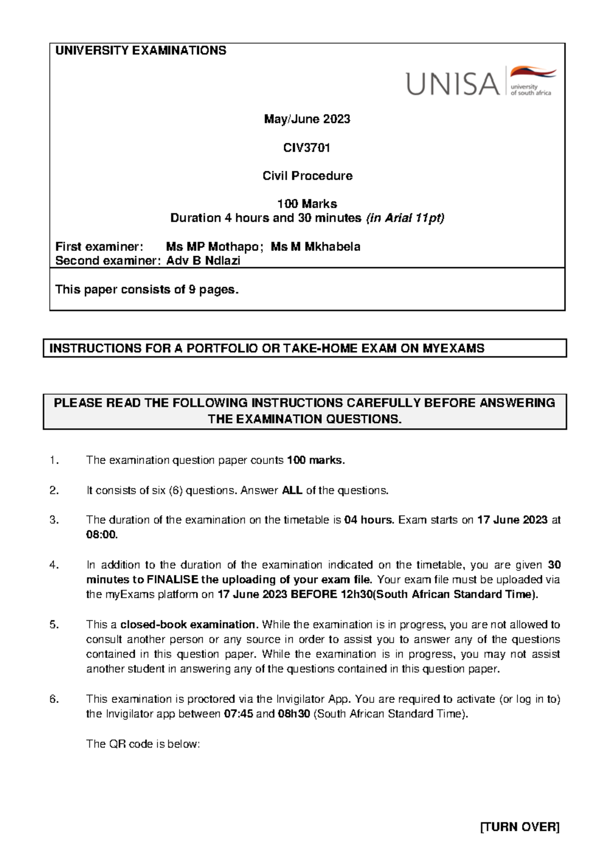 THIS Paper Consists OF TWO Sections - UNIVERSITY EXAMINATIONS May/June ...