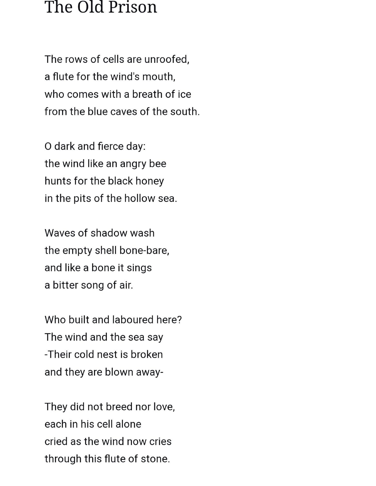 The old prison poem - Poem lyrics for reading. - B.com finance and ...