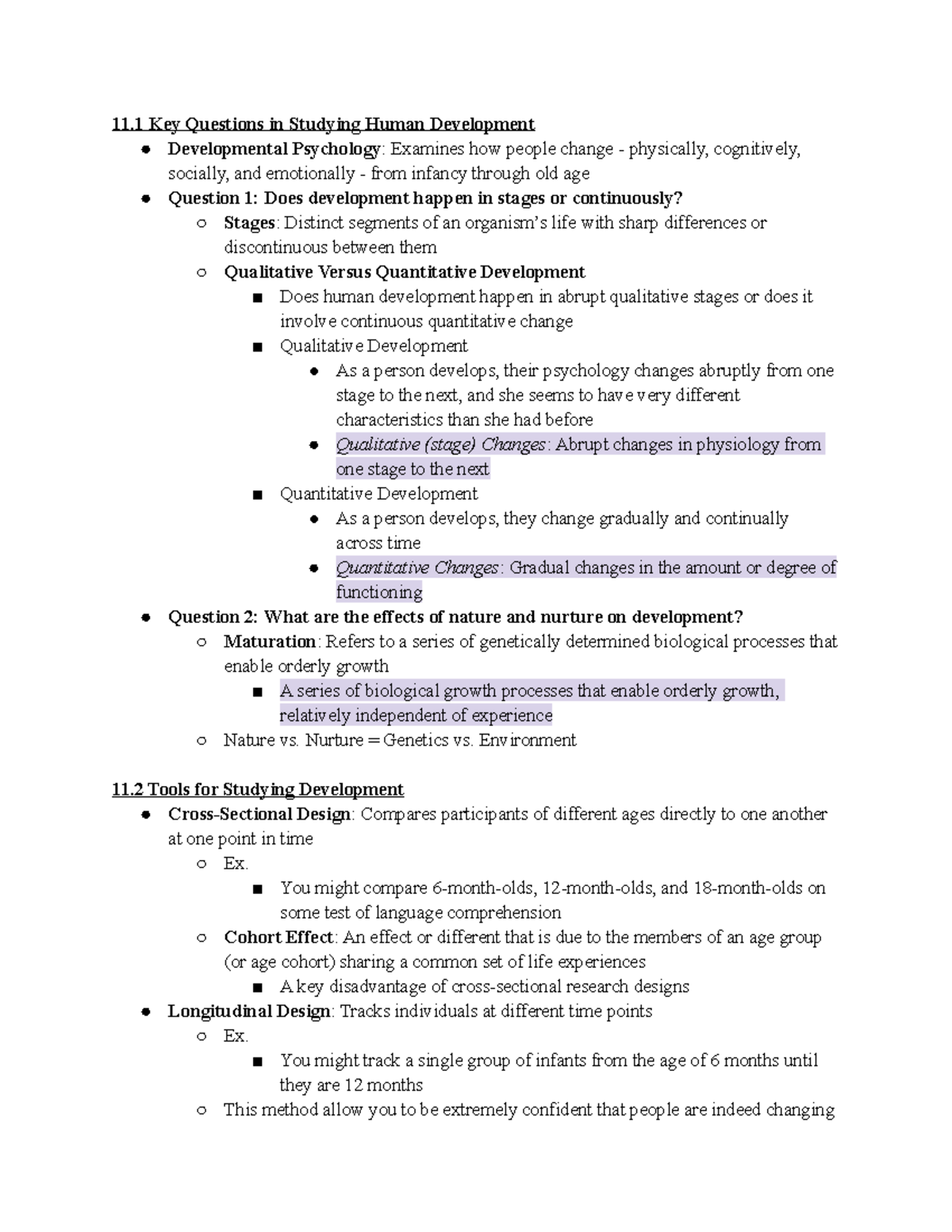 Psych 101 - Ch. 11 - Blankenship - 11 Key Questions in Studying Human ...
