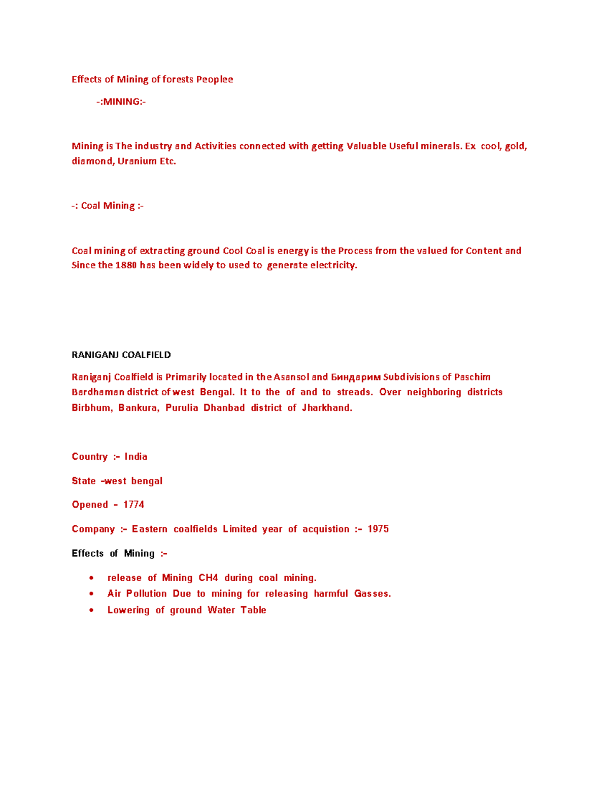 Case Study Of Mining Effects Of Mining Of Forests Peoplee Mining