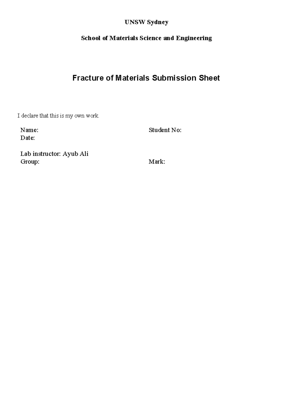 Fracture lab template - UNSW Sydney School of Materials Science and ...