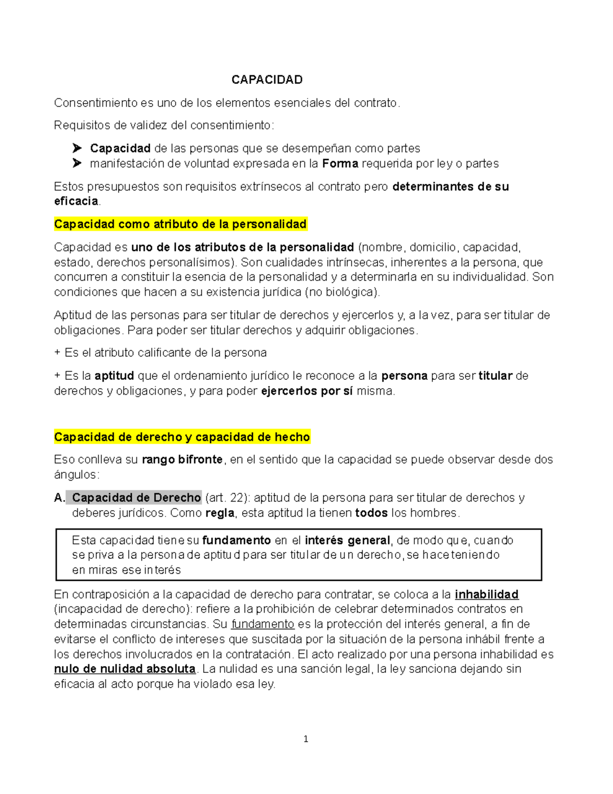 Capacida 1 - derecho civil - CAPACIDAD Consentimiento es uno de los ...