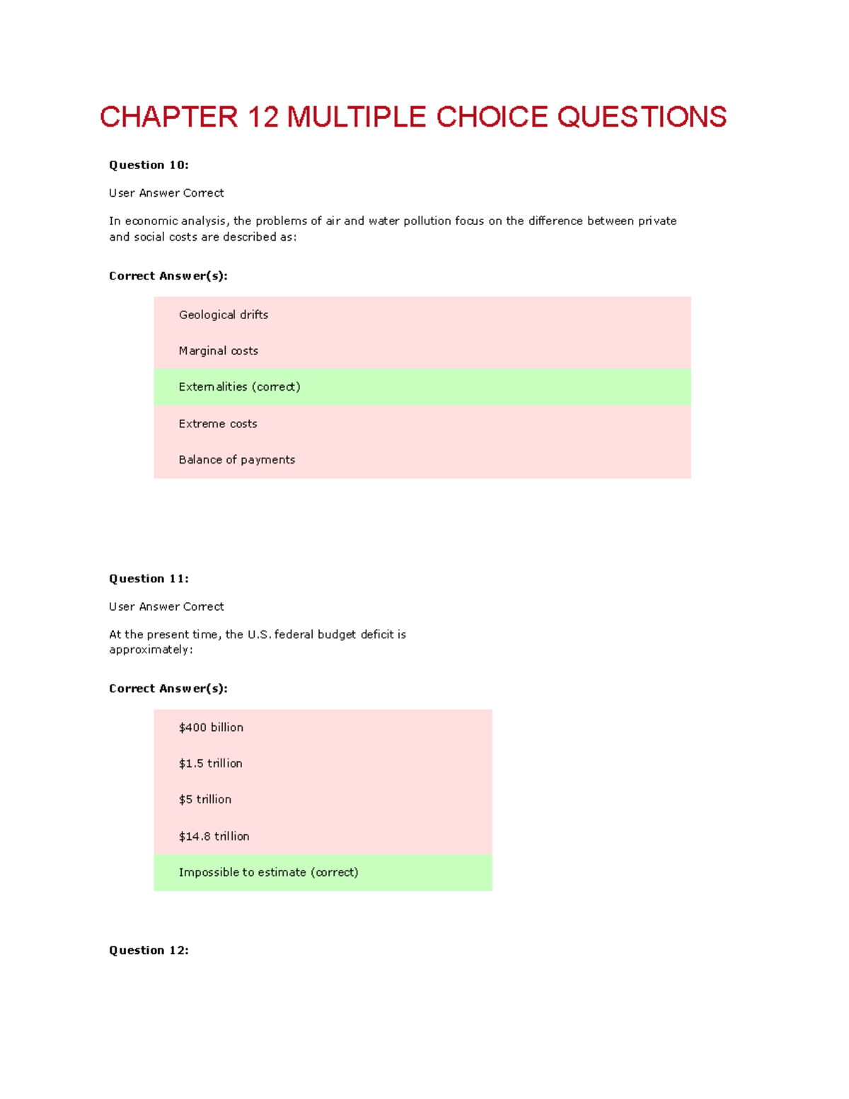 Chapter 12 Multiple Choice Questions 10-12 - CHAPTER 12 MULTIPLE CHOICE ...