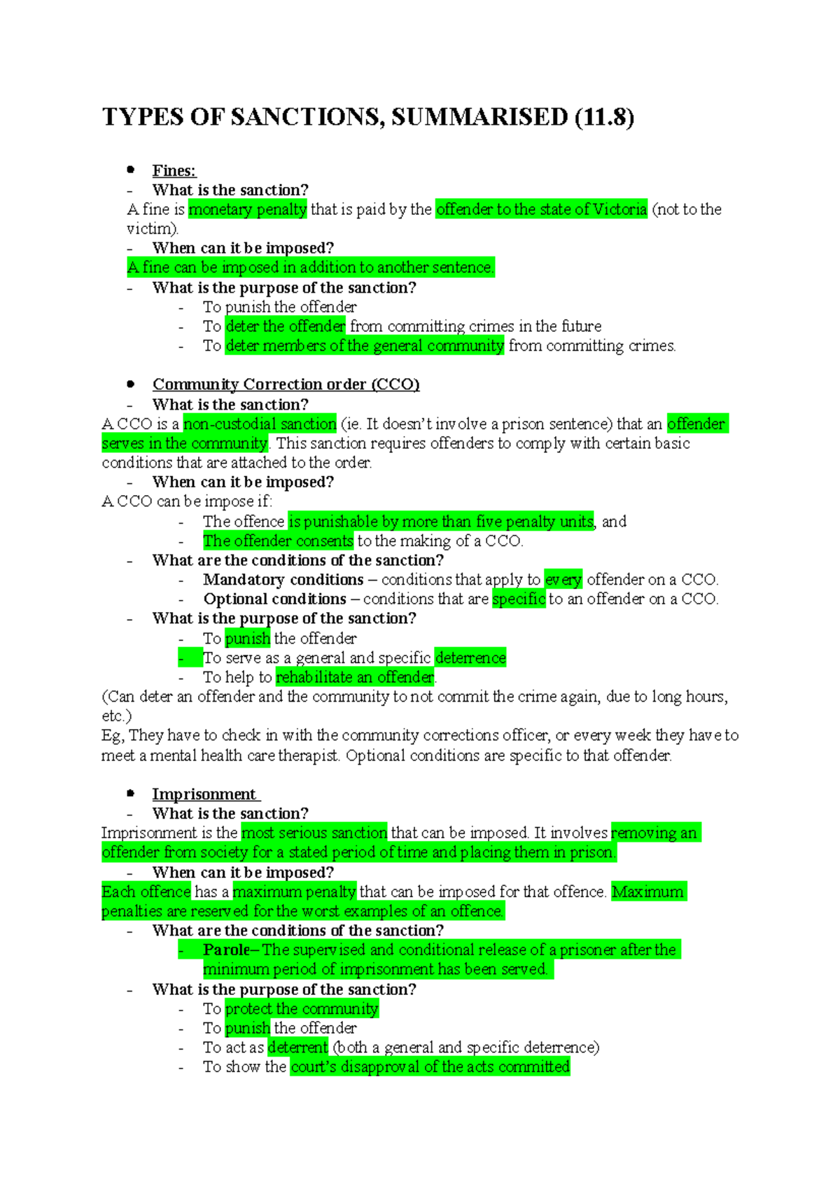 Purpose AND Types OF Sanctions - TYPES OF SANCTIONS, SUMMARISED (11 ...