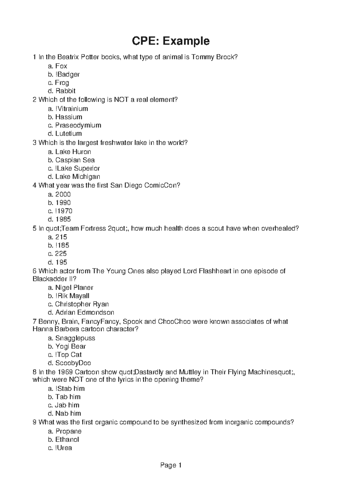 CPE244 Group Assignment 10 - CPE: Example 1 In the Beatrix Potter books ...