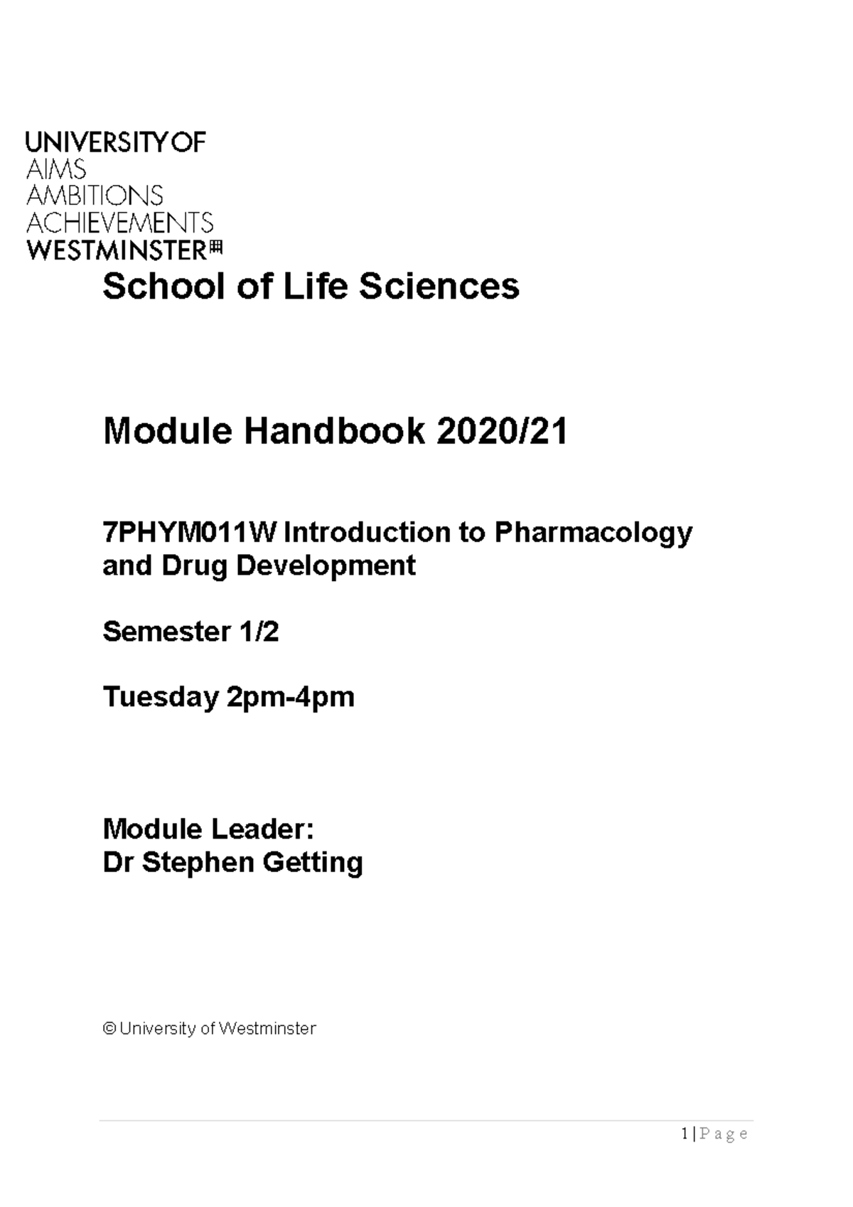 7PHYM011W PG Module Handbook Template 2020 21 - School of Life Sciences ...
