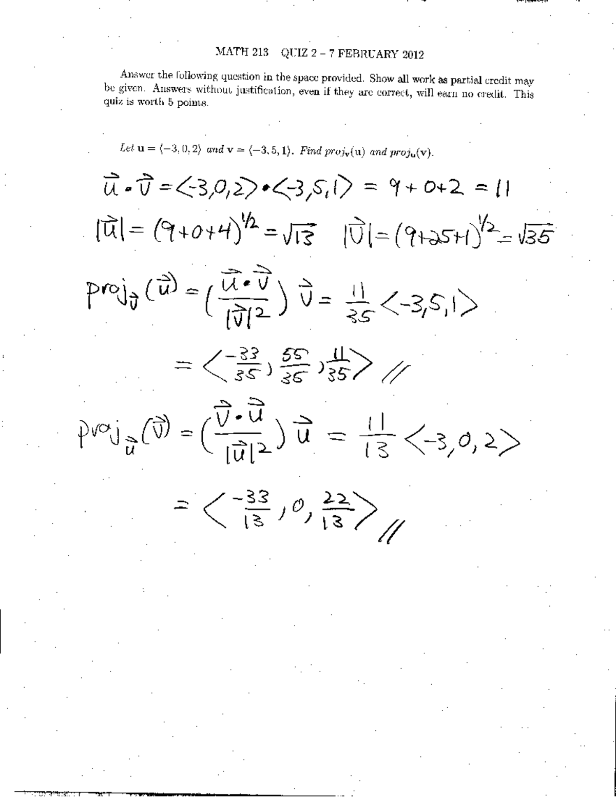 Quiz 2 Questions and Solutions - MATH 273 2 _ 7 FEBRUARY 2012 Answer ...