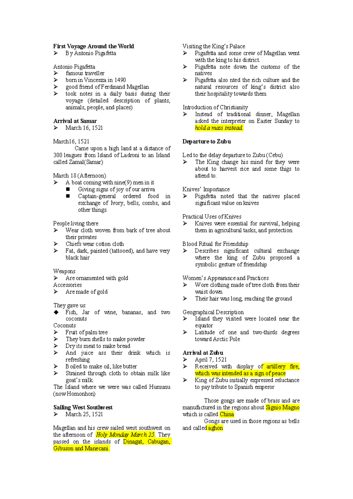 RIPH 1-5 - Reviewer for Readings in Philippine History - First Voyage ...