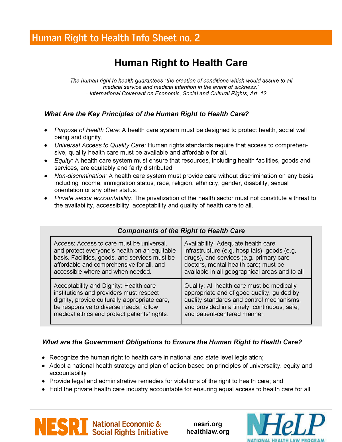 2 Right To Health Care - !"#$%&'()+&+,&!-$.+&/$0-& - Studocu