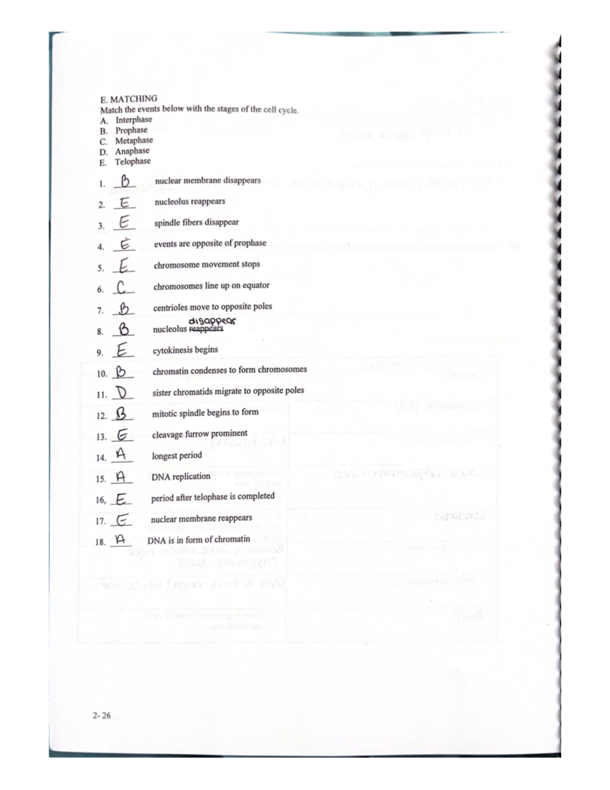 E matching bio biology 173 studocu