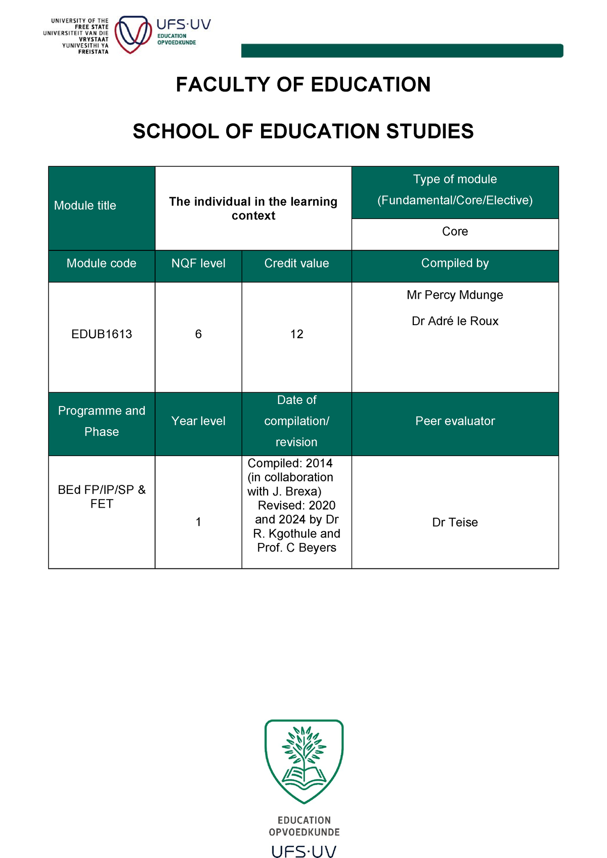 EDUB1613 ENG 2024 Study Guide FACULTY OF EDUCATION SCHOOL OF   Thumb 1200 1697 