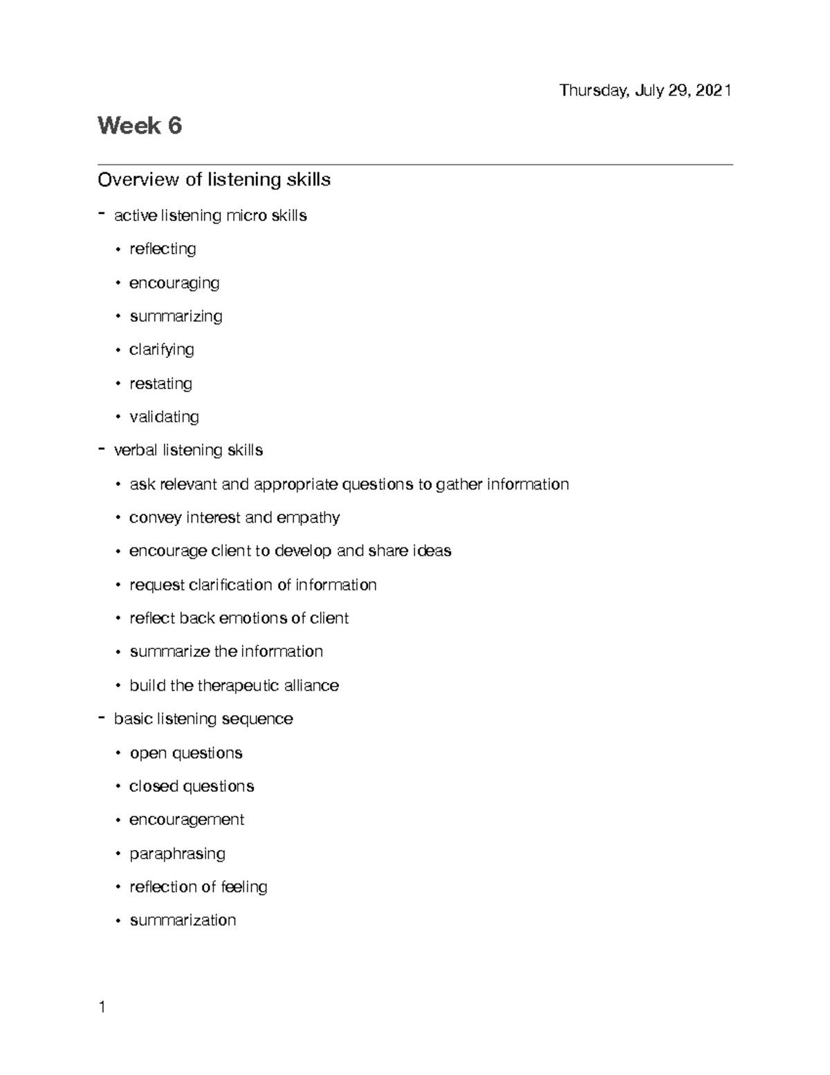 637 week 6 - lecture notes - Thursday, July 29, 2021 Week 6 Overview of ...