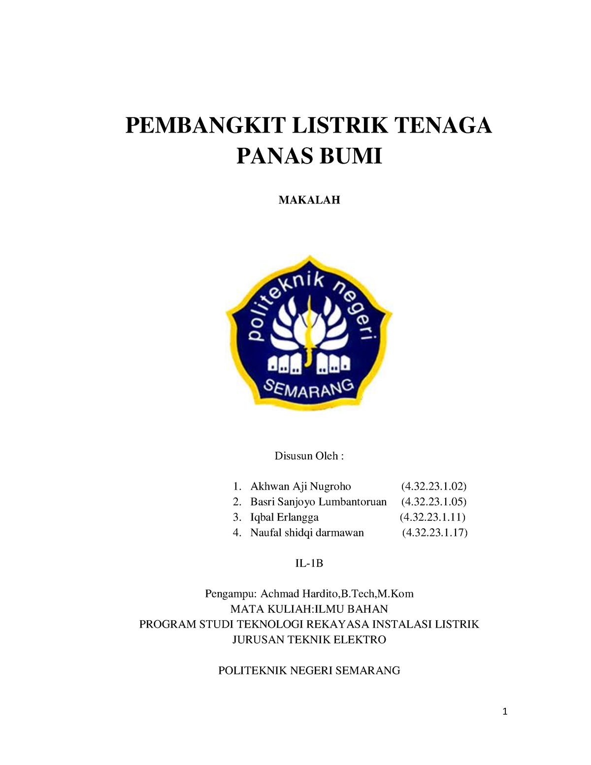 Makalah JADI Pembangkit Listrik Tenaga Panas Bumi - PEMBANGKIT LISTRIK ...