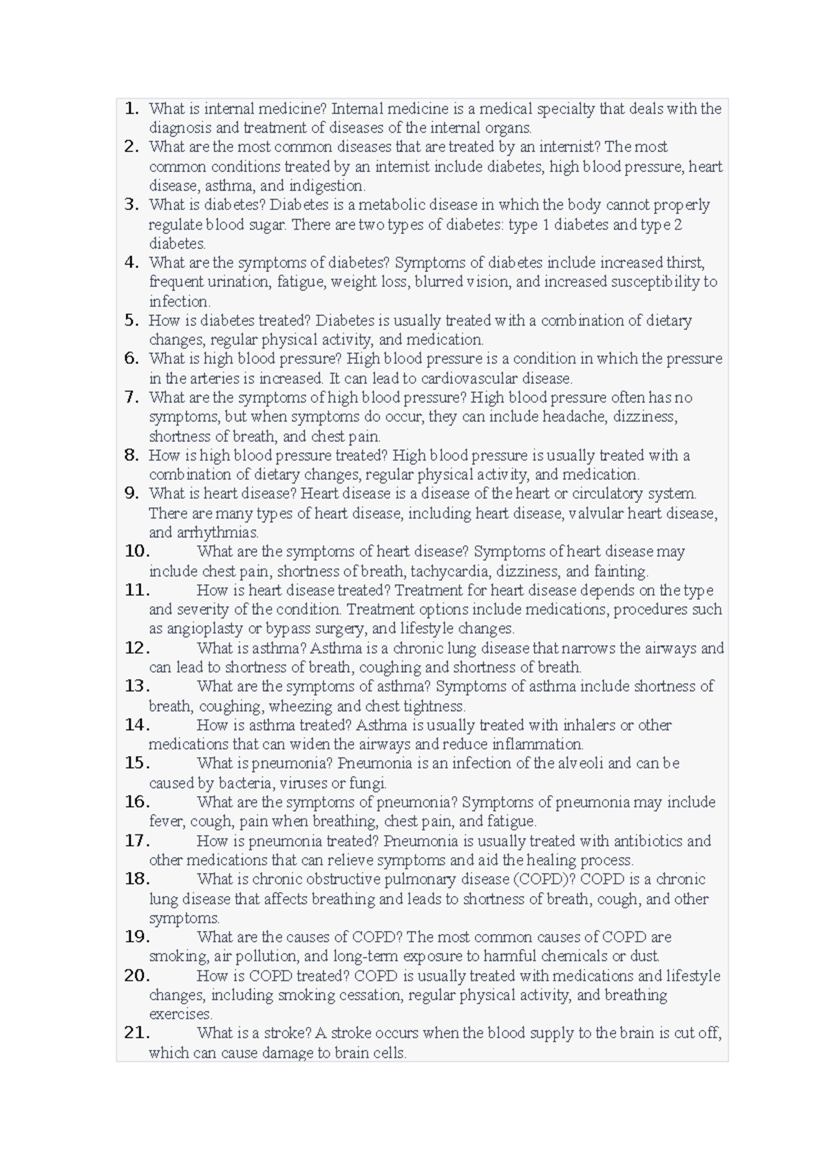 Innere Medizin Prof. Tinsa 7 What is internal medicine? Internal