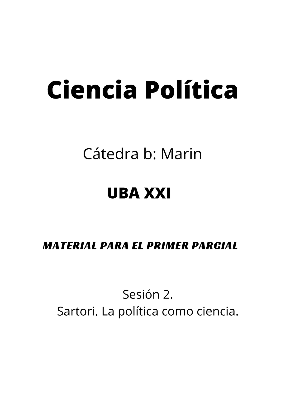 Sesion 2-ciencia Politica - Ciencia Política ####### MATERIAL PARA EL ...