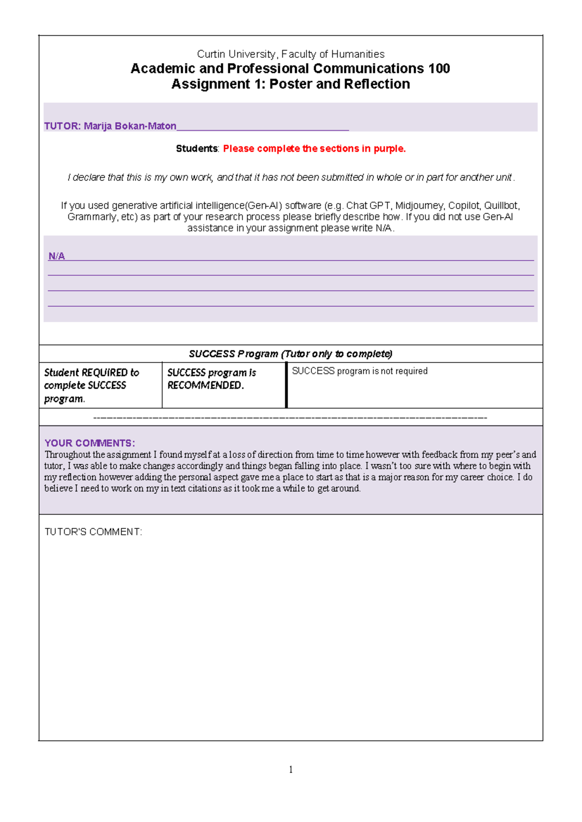 APC Assignment 1 template-2024-OUA - Curtin University, Faculty of ...