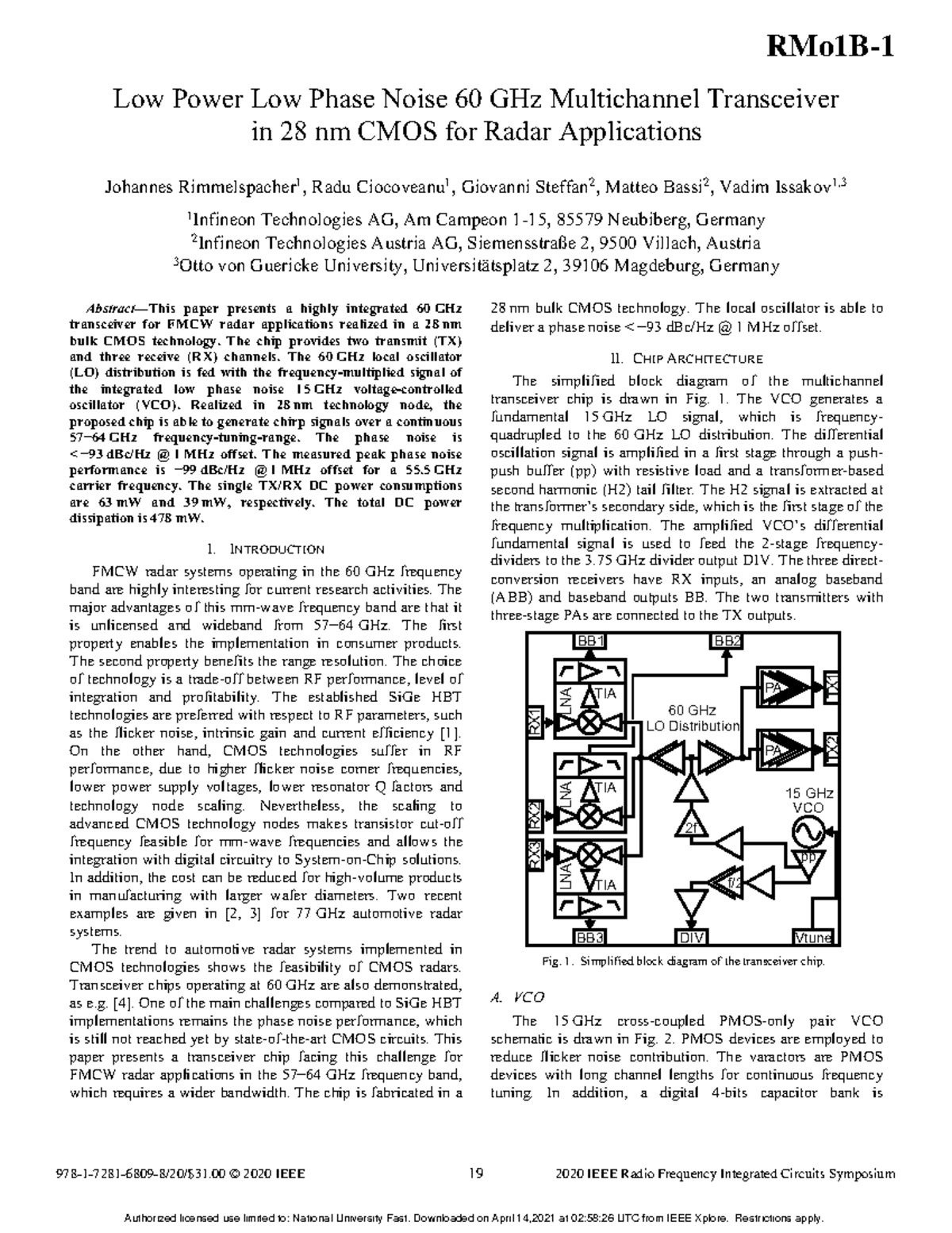 RF Integrated Circuits Papers Part31 - Low Power Low Phase Noise 60 GHz ...
