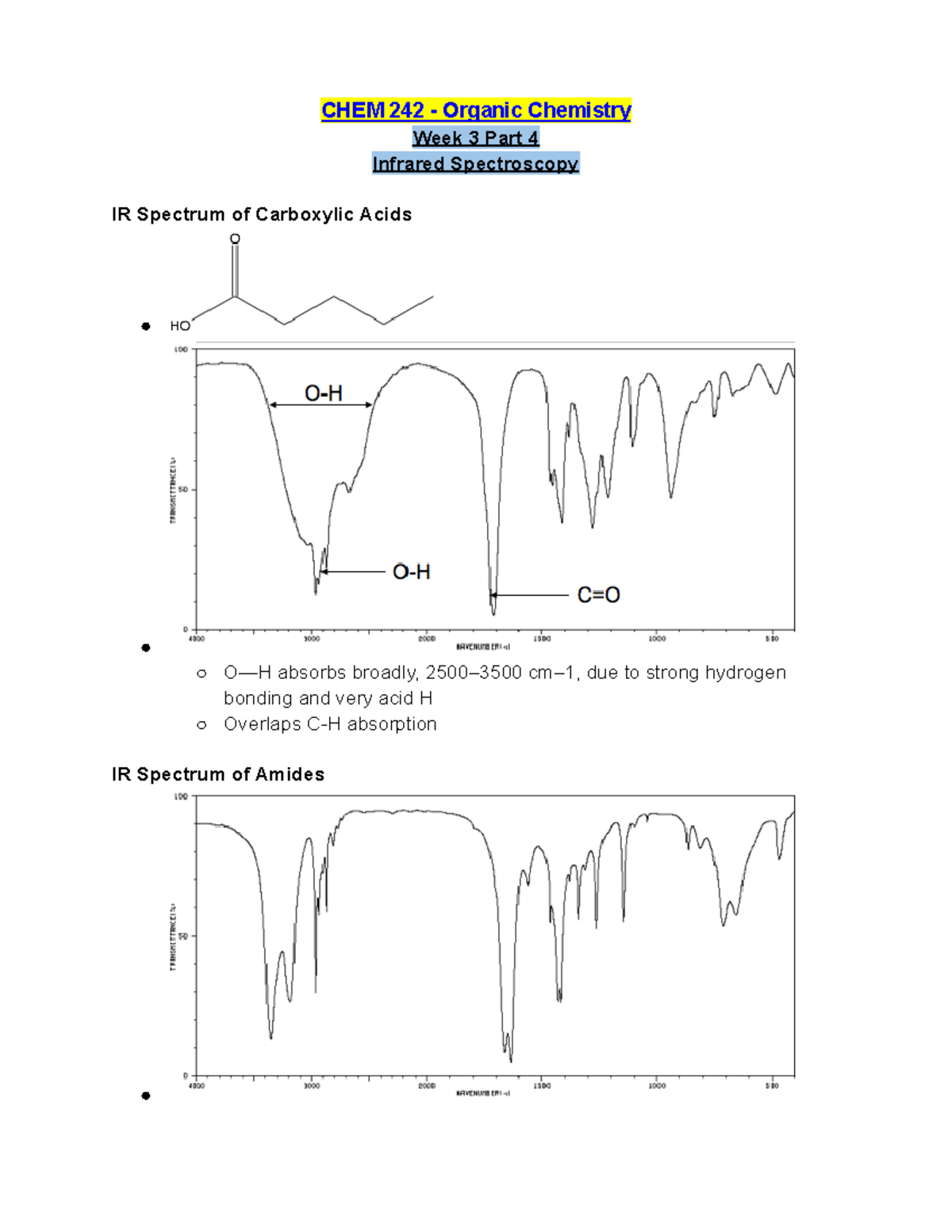 CHEM 242 Week 3 Lecture Notes Part 4 Infrared Spectroscopy CHEM 242