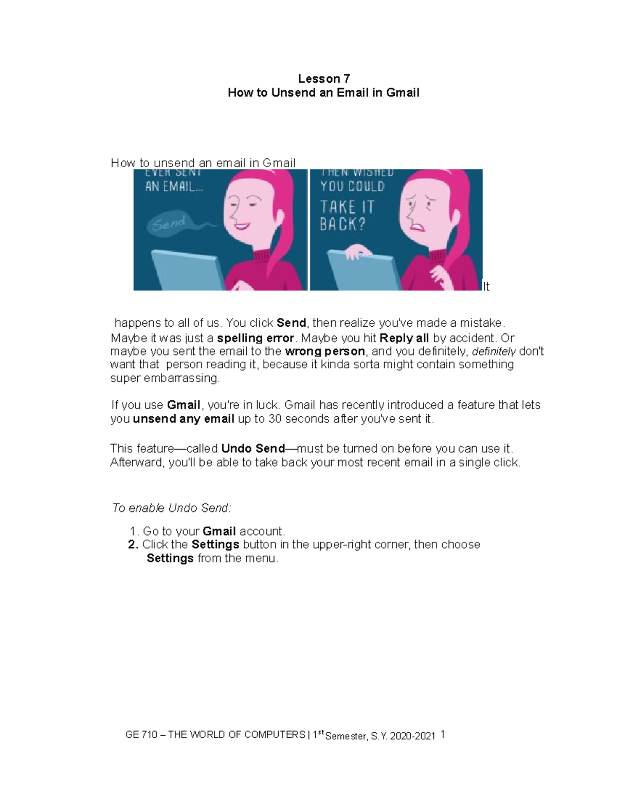 7 Lesson 7 How To Unsend An Email In Gmail Lesson 7 How To Unsend An 