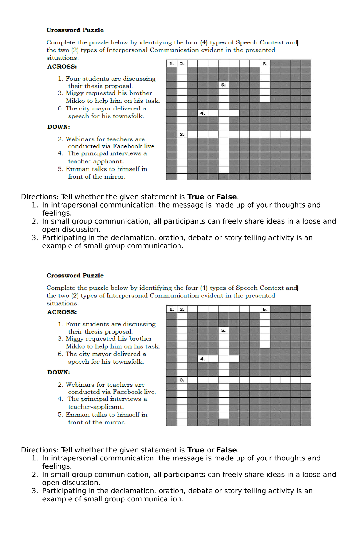 OC M5 QUIZ - Practice test for students - Directions: Tell whether the ...