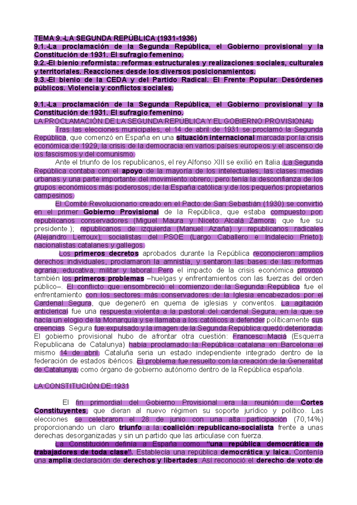 9 - Ghg - TEMA 9.-LA SEGUNDA REPÚBLICA (1931-1936) 9.-La Proclamación ...