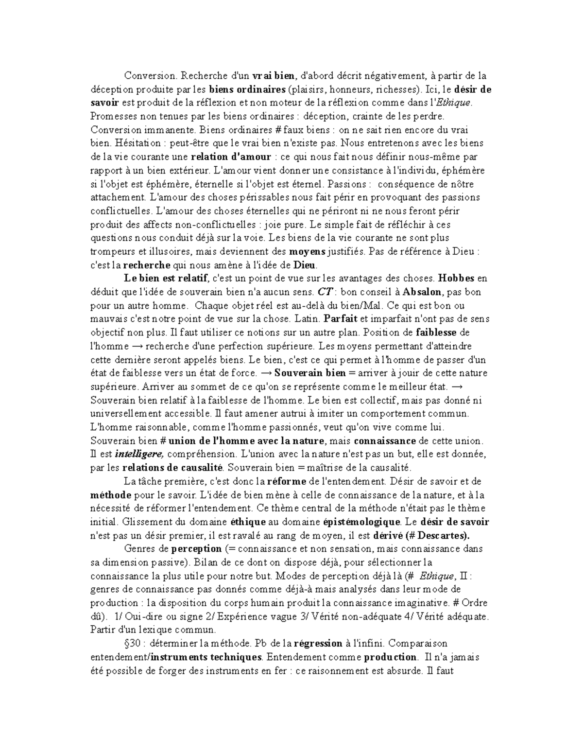 spinoza traité de la réforme de l'entendement