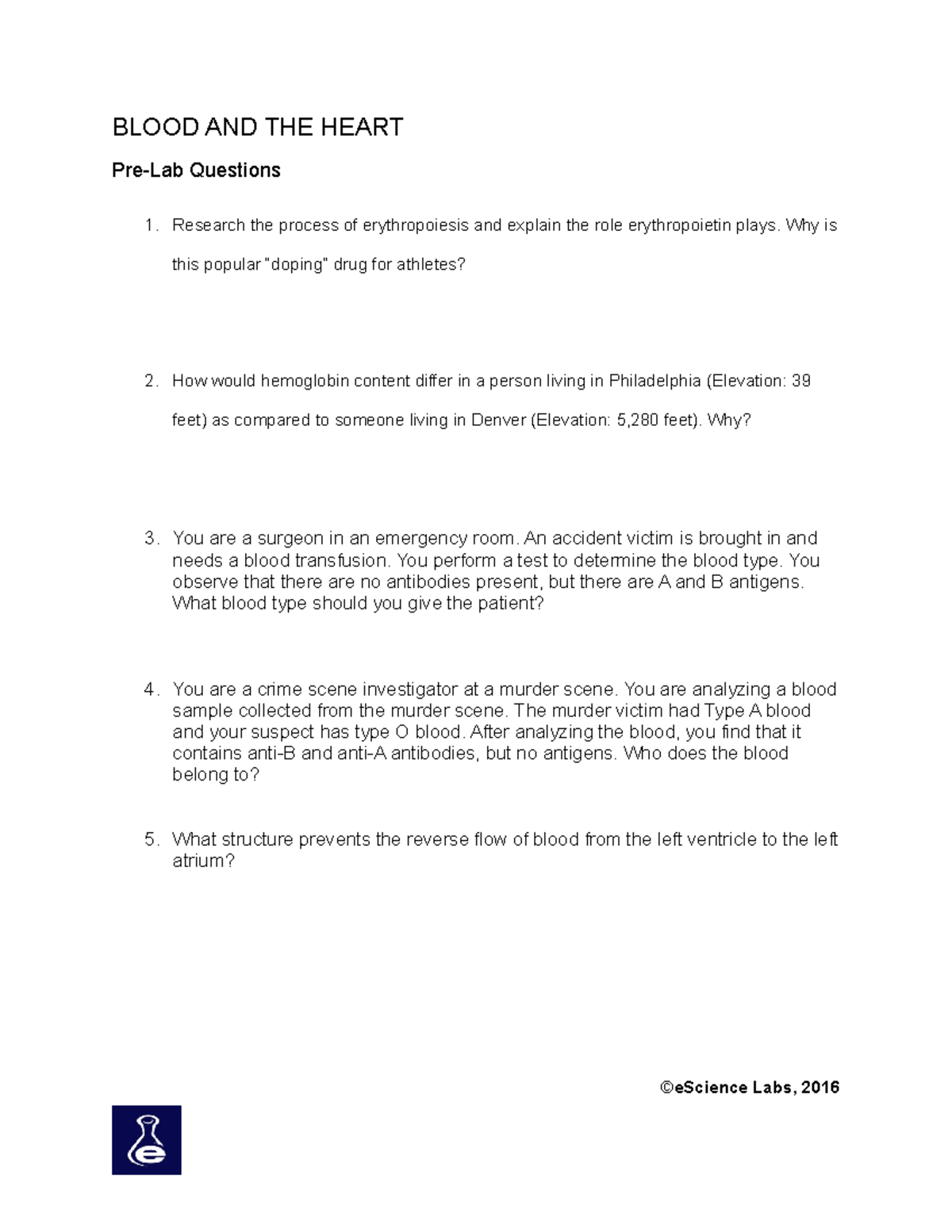 Blood and Heart - Work - BLOOD AND THE HEART Pre-Lab Questions Research ...