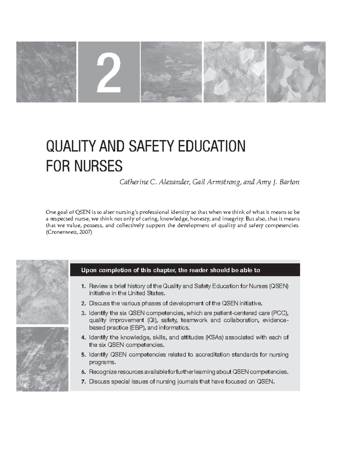 2. Quality Safety Education for Nurses Upon completion of this