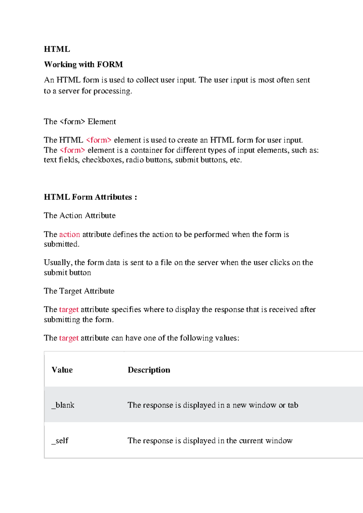 HTML form - HTML Forms of Sem 1 BCA - HTML Working with FORM An HTML ...