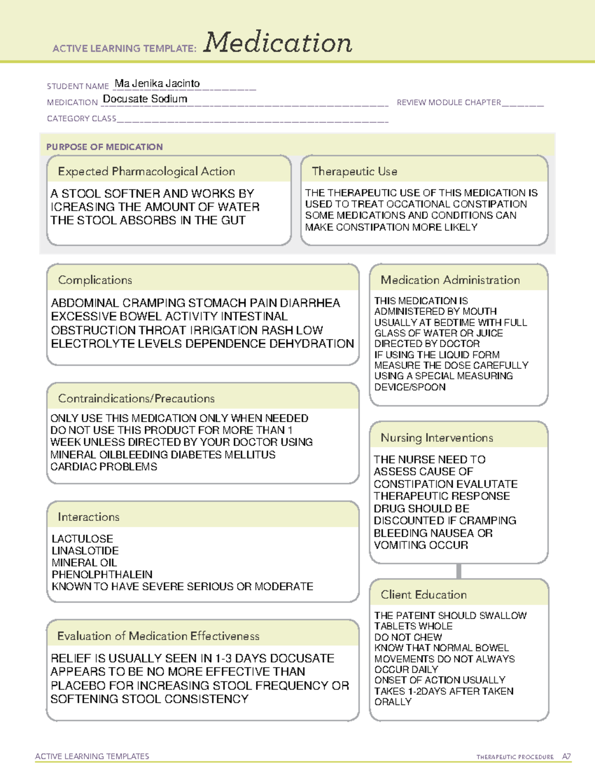 24:24 Docusate sodium - med cars - ACTIVE LEARNING TEMPLATES With Med Cards Template