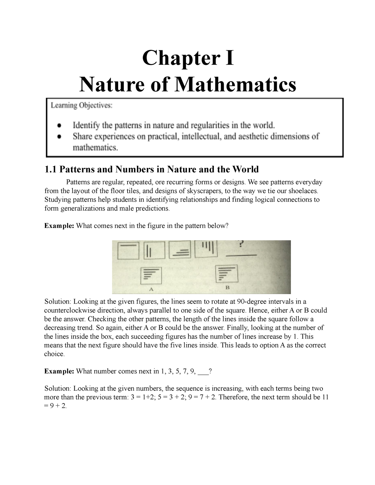 1. Patterns And Numbers In Nature And The World - Chapter I Nature Of ...