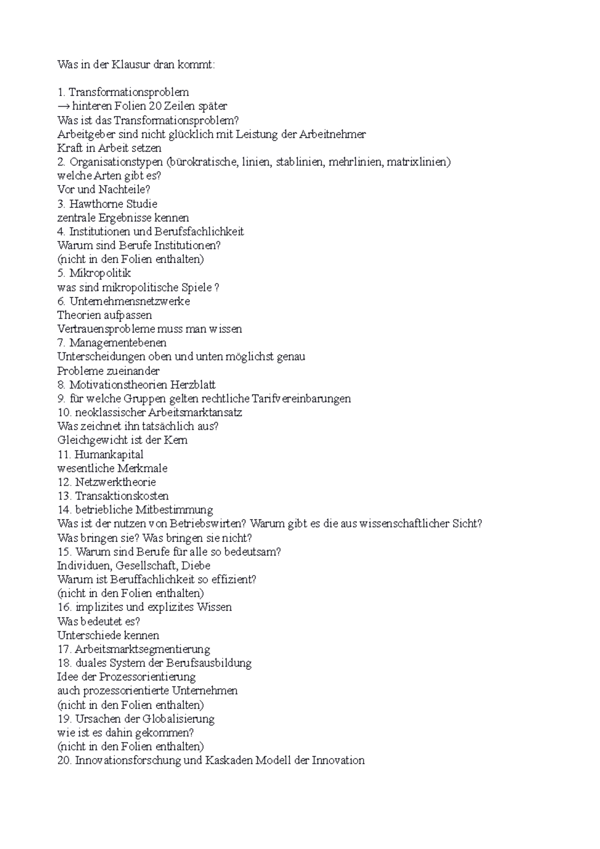 AWS Klausurrelevant - Vorlesungsnotizen 10 - Was in der Klausur dran kommt ...