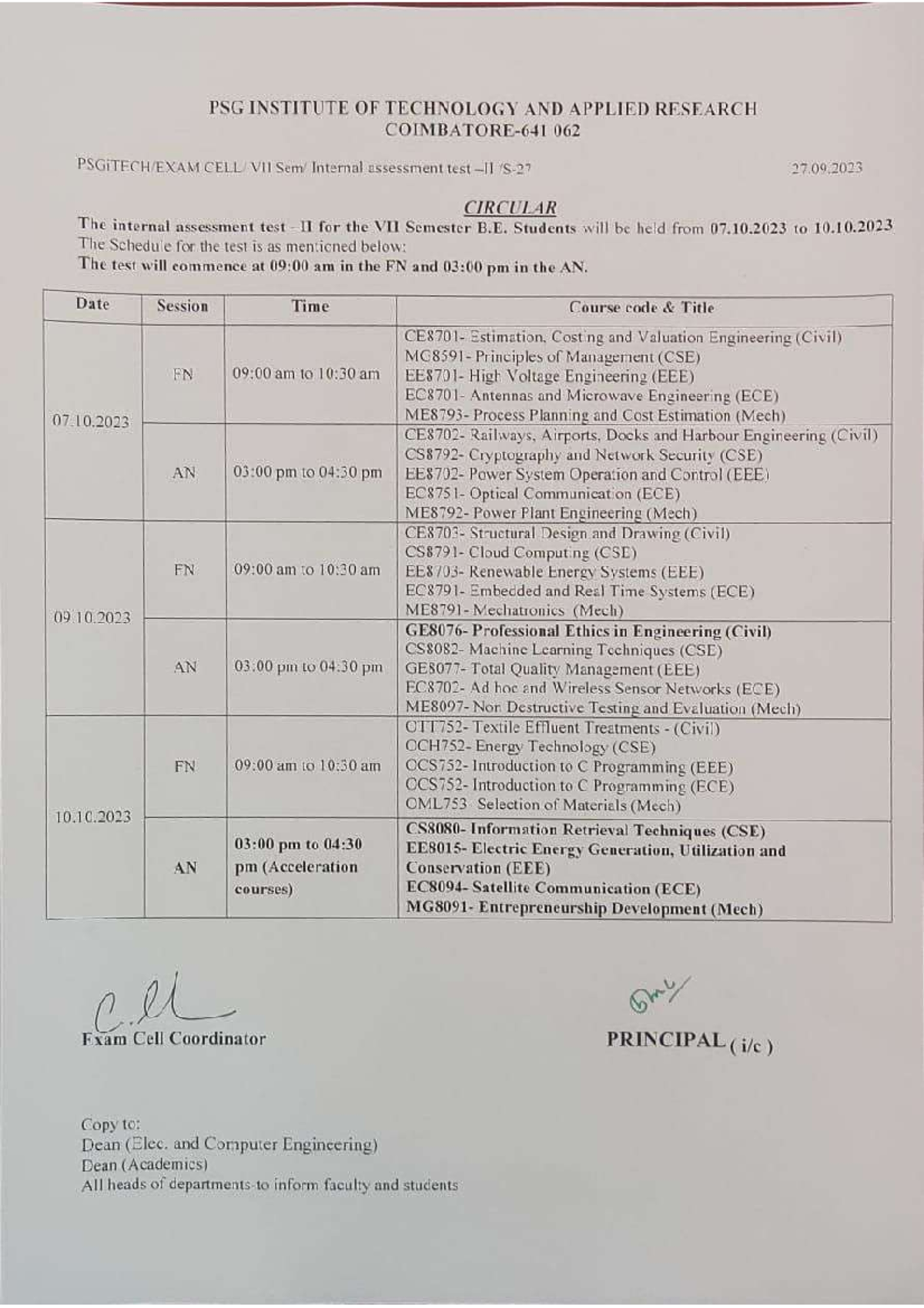 time table 20202024 Computer Science and Engineering Studocu