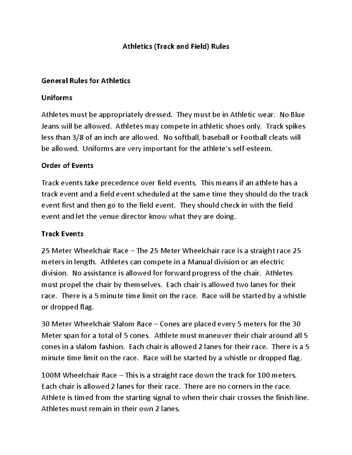 AthleticsRules nice Athletics (Track and Field) Rules General