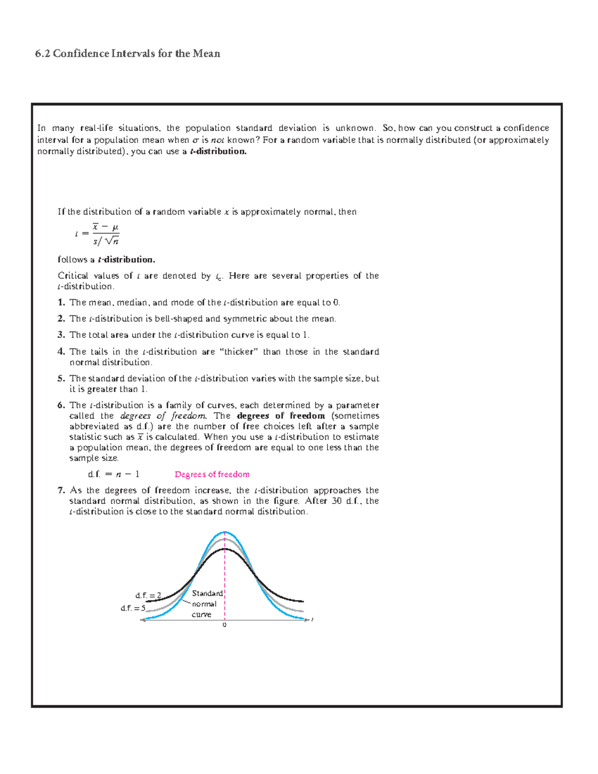 6.2 Note - NOTES FOR 6.2 Confidence Intervals for the Mean - In many ...