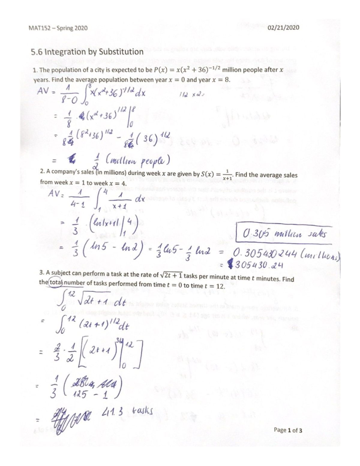 5.6 Integration by Substitution - MAT 152 - Studocu