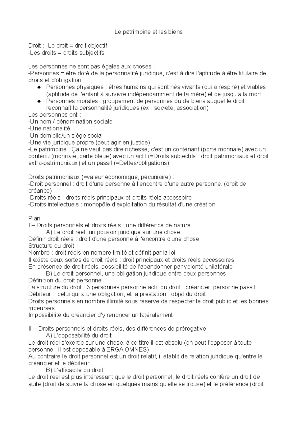 Fiche De Revision Hggsp Patrimoine Le patrimoine et les biens fiche de révisions droit civil - Le patrimoine  et les biens Droit : -Le - Studocu