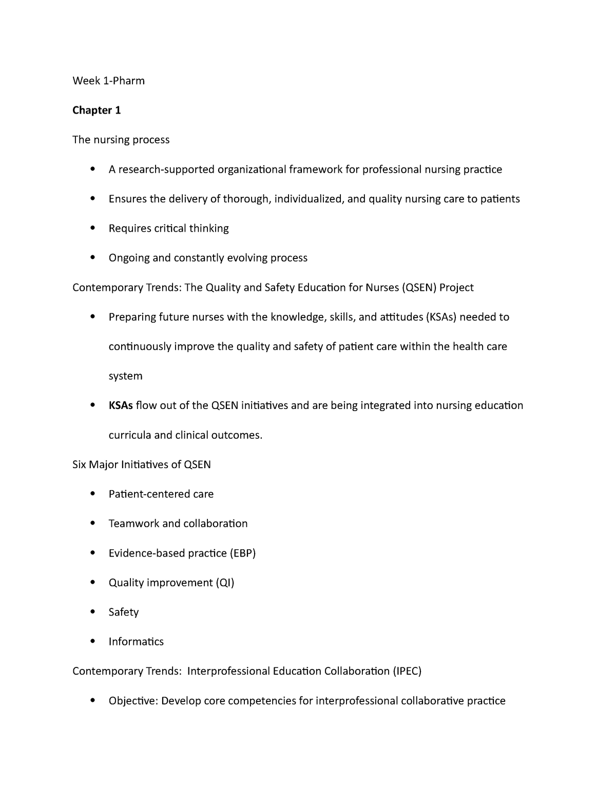 NR 293 Week 1 - Week 1-Pharm Chapter 1 The nursing process A research ...