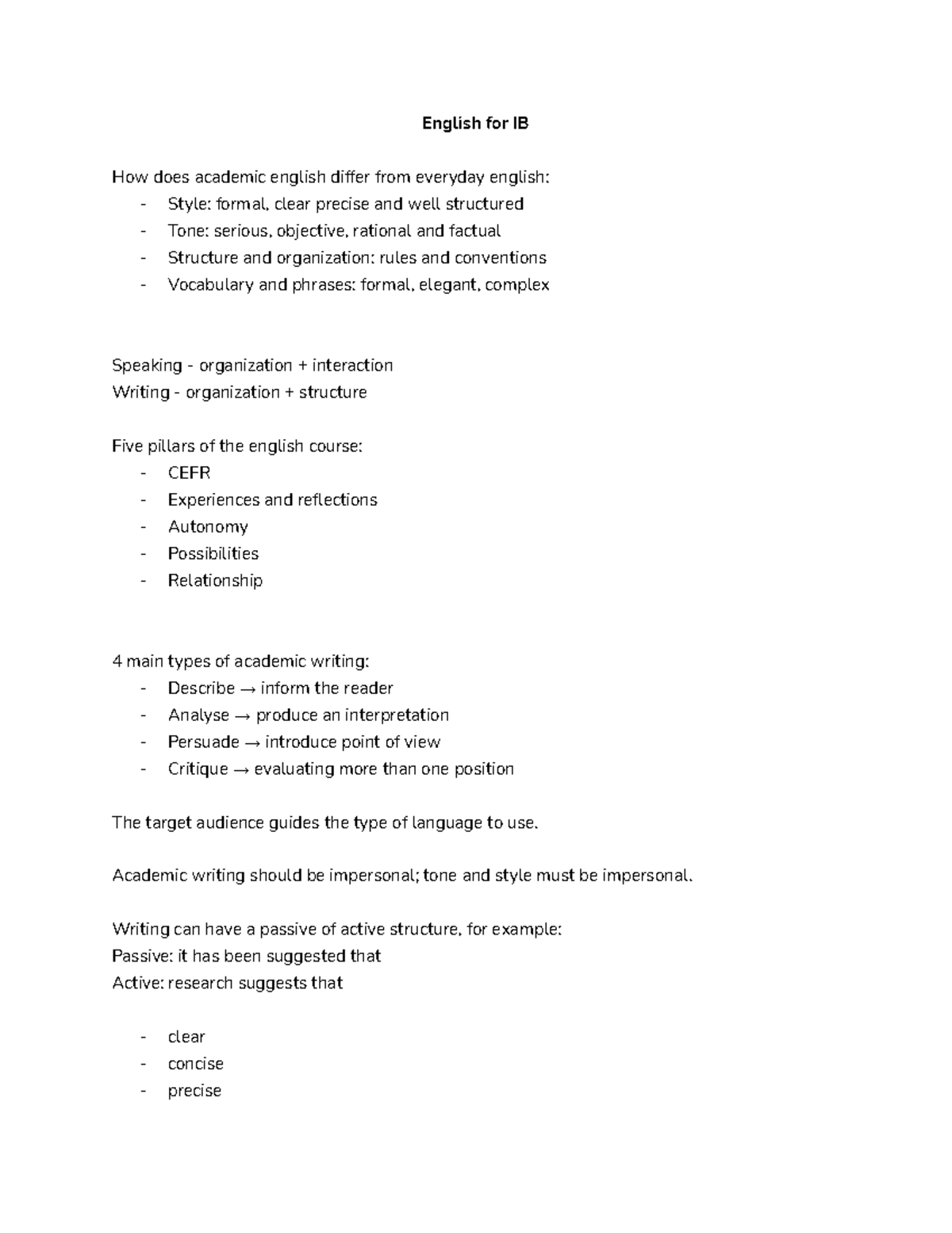 English for IB - Notes on slides of presentations - RUG - Studeersnel