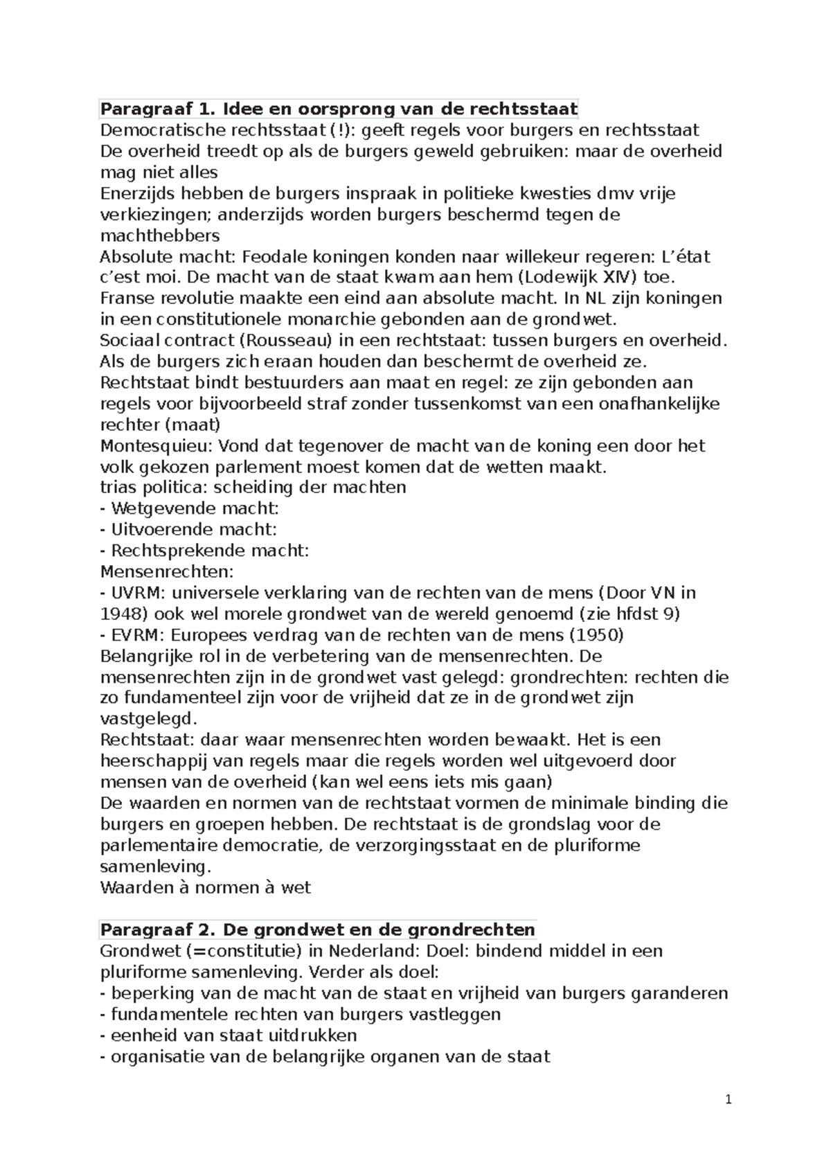 Samenvatting H2 Maatschappijleer VWO4 - Paragraaf 1. Idee En Oorsprong ...