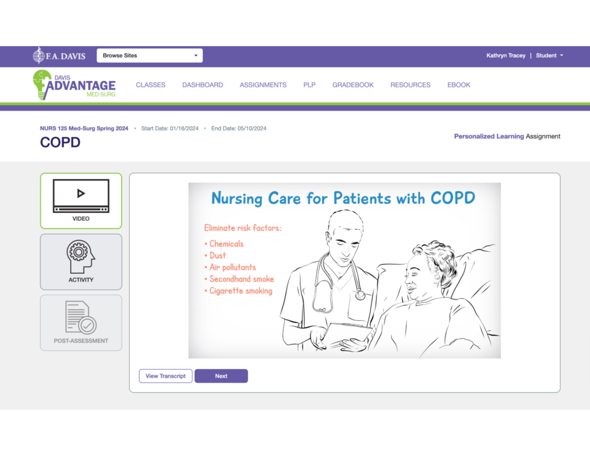 Copd treatment - FA Davis COPD module - MEDSRG101 - Studocu