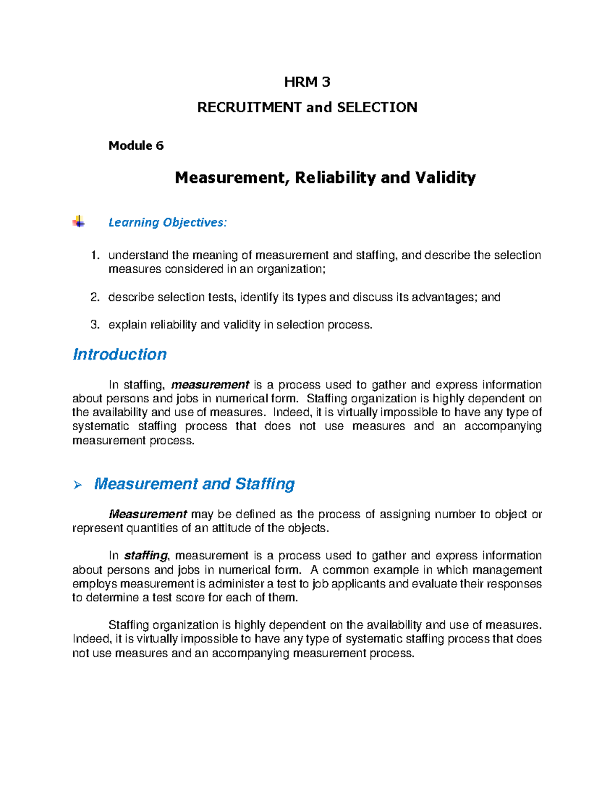 Measurement, Reliability, And Validity - Human Resource Management ...